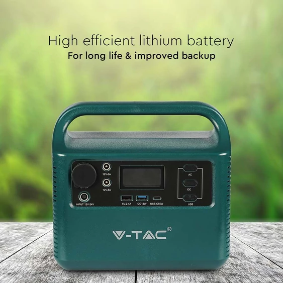 V-TAC hordozható áramfejlesztő, max. 300W terheléshez, Napelemes töltési lehetőséggel - SKU 11441