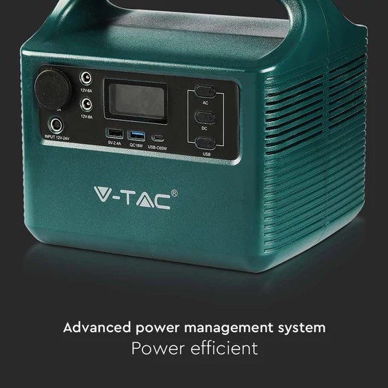 V-TAC hordozható áramfejlesztő, max. 300W terheléshez, Napelemes töltési lehetőséggel - SKU 11441