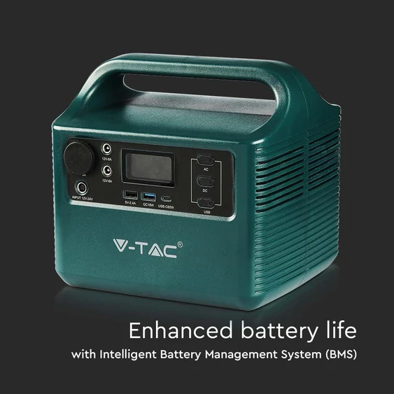 V-TAC hordozható áramfejlesztő, max. 300W terheléshez, Napelemes töltési lehetőséggel - SKU 11441