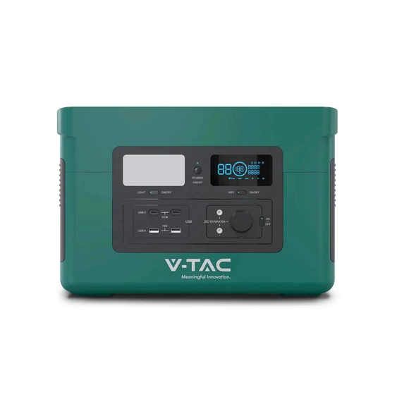 V-TAC hordozható töltőállomás 1000W, napelemes töltési lehetőséggel, EU dugaljjal - SKU 11627