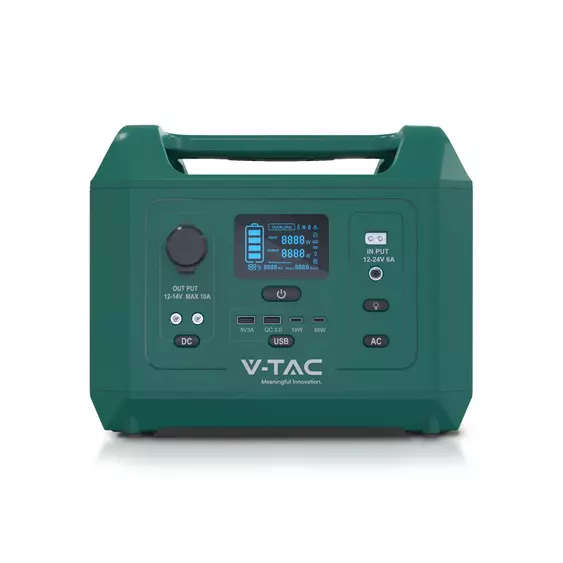 V-TAC hordozható töltőállomás 600W, napelemes töltési lehetőséggel, EU dugaljjal - SKU 11626