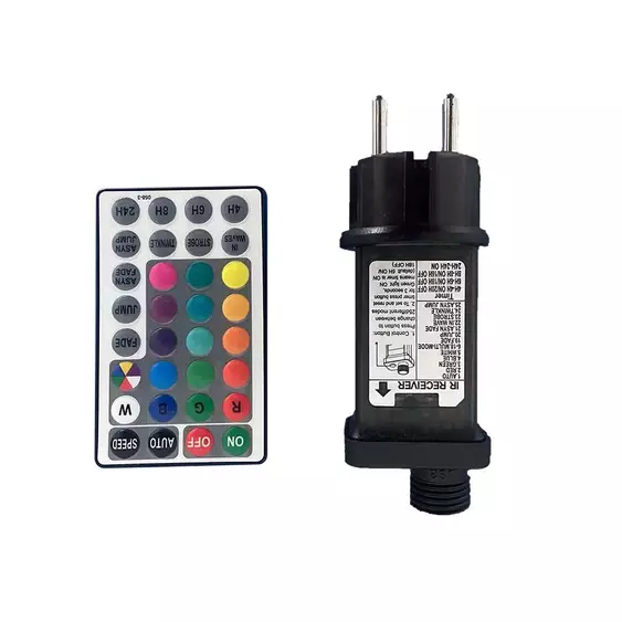 V-TAC IP44 LED színes party fényfüzér 10m, 15db fényforrással és távirányítóval - SKU 23159