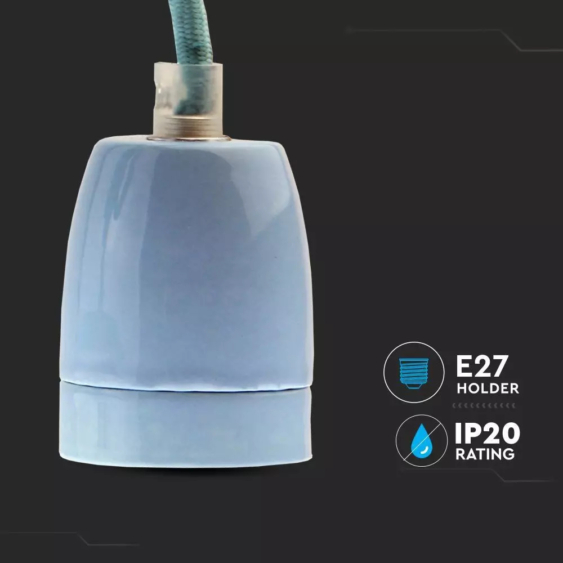 V-TAC kék porcelán függeszték E27 foglalattal - SKU 3806