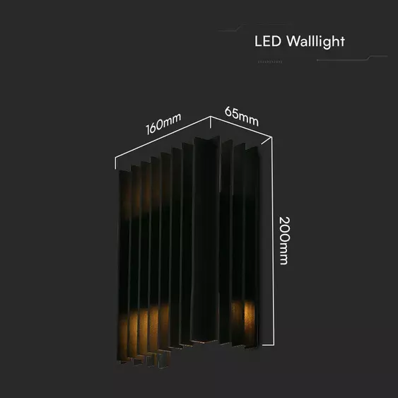 V-TAC kétirányú kültéri fali LED lámpa, 2x6W, meleg fehér, fekete házzal - SKU 10559