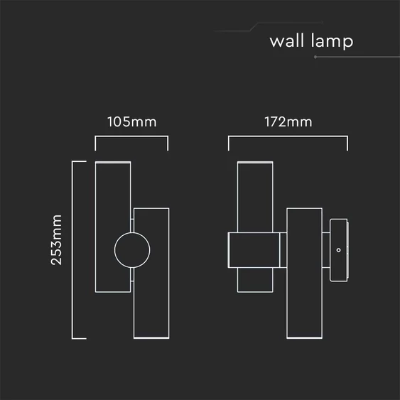 V-TAC kétkaros kétirányú forgatható 6W LED lámpa, fehér házas, természetes fehér - SKU 23050