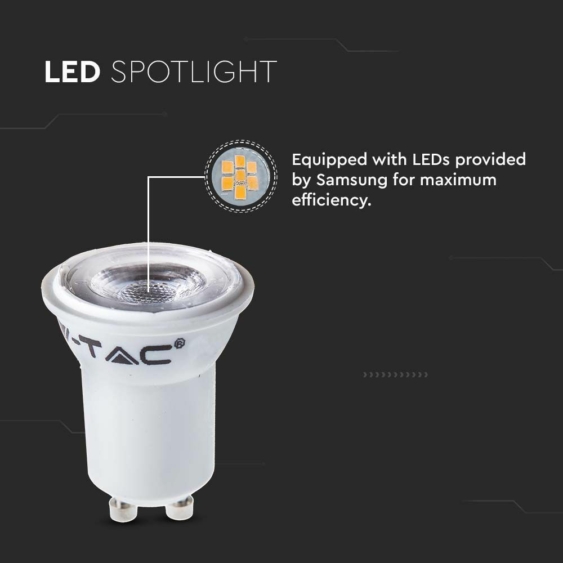 V-TAC kisfejű GU10 LED spot égő 2W hideg fehér 38°, ø35mm széles - SKU 21871