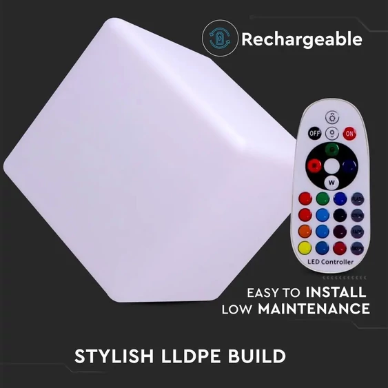 V-TAC kocka alakú RGB színváltós akkus LED dekoráció - SKU 40241