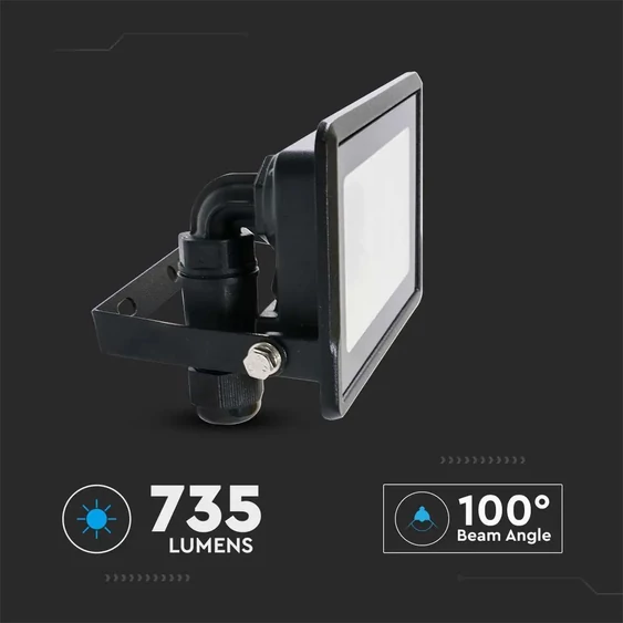 V-TAC kötödobozos LED reflektor 10W természetes fehér, fekete házzal - SKU 20305