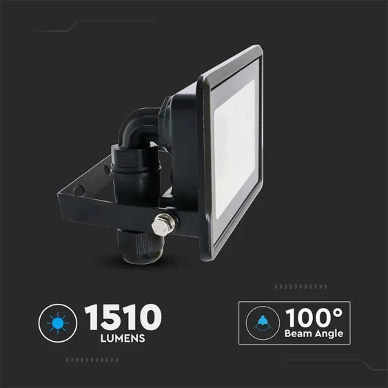 V-TAC kötödobozos LED reflektor 20W természetes fehér, fekete házzal - SKU 20308