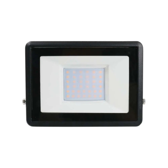 V-TAC kötödobozos LED reflektor 30W meleg fehér, fekete házzal - SKU 20310