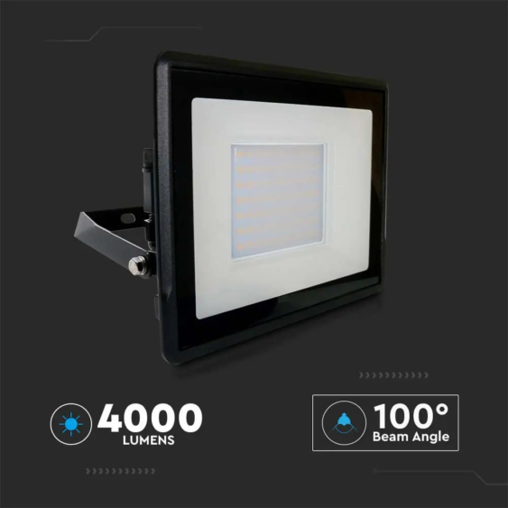 V-TAC kötödobozos LED reflektor 50W hideg fehér, fekete házzal - SKU 20315