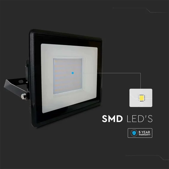 V-TAC kötödobozos LED reflektor 50W meleg fehér, fekete házzal - SKU 20313