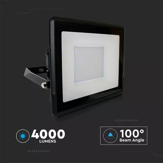 V-TAC kötödobozos LED reflektor 50W természetes fehér, fekete házzal - SKU 20314