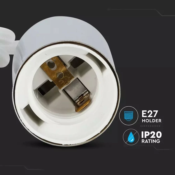 V-TAC króm függeszték, fehér vezetékkel, E27 foglalattal - SKU 3755