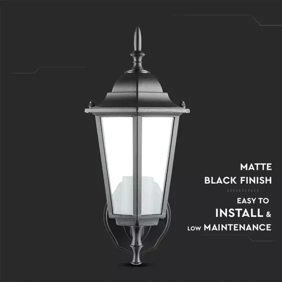 V-TAC kültéri fali lámpa, matt fekete, E27 foglalattal - SKU 7066