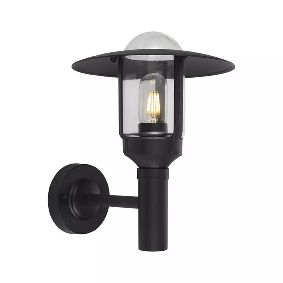 V-TAC kültéri fali lámpa, üveg búrával, fekete, E27 foglalattal - SKU 10422