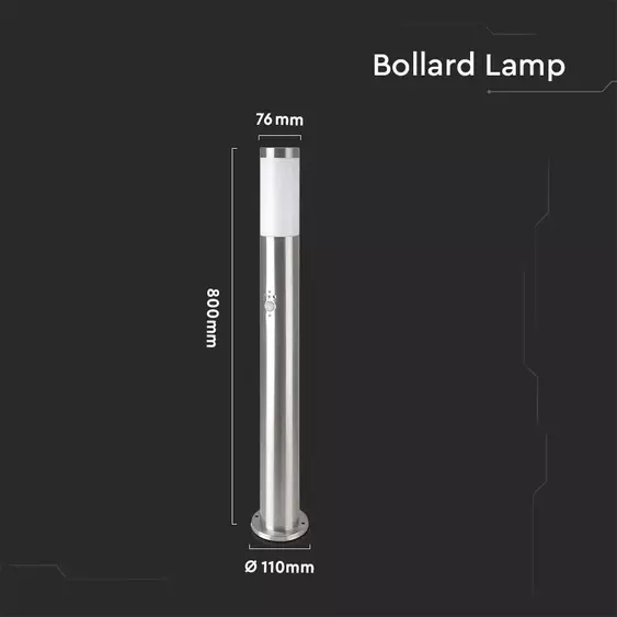 V-TAC kültéri, mozgásérzékelős állólámpa, 80 cm, E27 foglalattal - SKU 8960