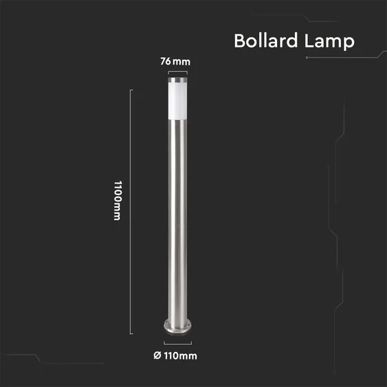 V-TAC kültéri, rozsdamentes acél állólámpa, 110 cm, E27 foglalattal - SKU 8962