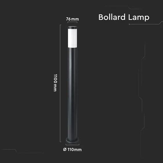 V-TAC kültéri, rozsdamentes acél, antracit szürke állólámpa, 110 cm, E27 foglalattal - SKU 8594