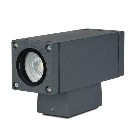 V-TAC kültéri, szögletes, szürke fali lámpa, 2xGU10 foglalattal - SKU 8627