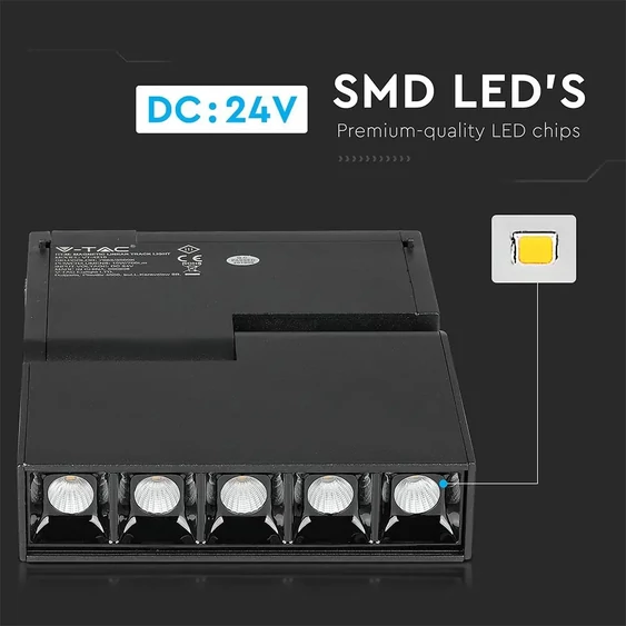 V-TAC LED dönthető spotlámpa mágneses sínhez 10W CRI>90 UGR<19 meleg fehér - SKU 7962