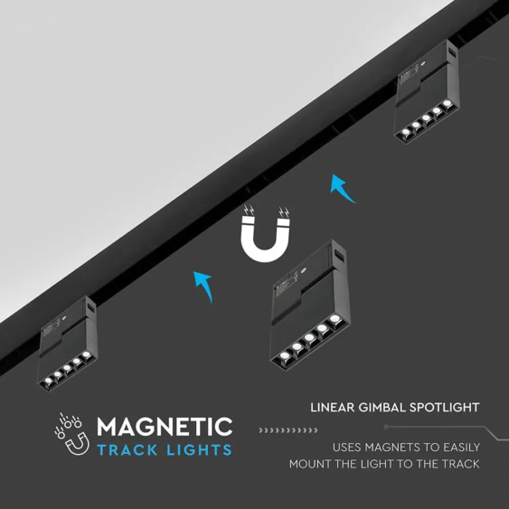 V-TAC LED dönthető spotlámpa mágneses sínhez 10W CRI&gt;90 UGR&lt;19 természetes fehér - SKU 7963