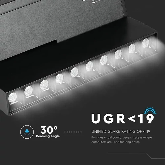 V-TAC LED dönthető spotlámpa mágneses sínhez 20W CRI>90 UGR<19 meleg fehér - SKU 7964