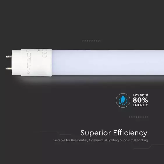 V-TAC LED fénycső 120cm T8 16.5W hideg fehér, 110Lm/W - SKU 21673