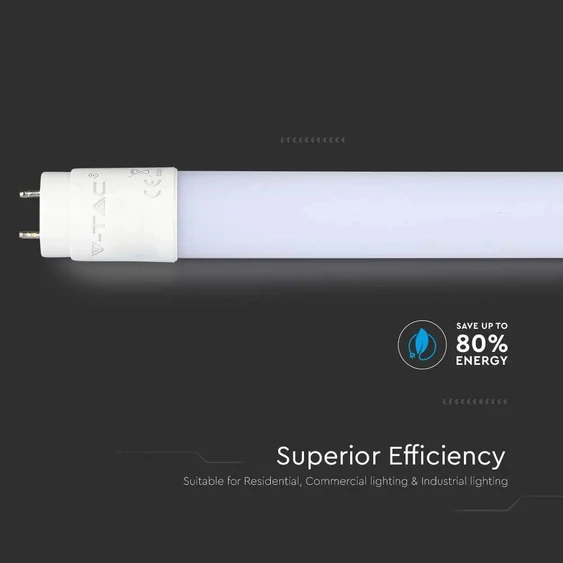 V-TAC LED fénycső 120cm T8 16.5W meleg fehér, 110Lm/W - SKU 21688