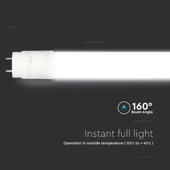 V-TAC LED fénycső 120cm T8 16.5W természetes fehér, 110Lm/W - SKU 21672