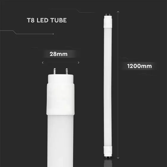 V-TAC LED fénycső 120cm T8 18W meleg fehér, 100 Lm/W - SKU 216263