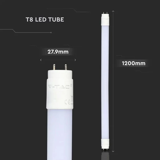 V-TAC LED fénycső 120cm T8 18W meleg fehér - SKU 6263