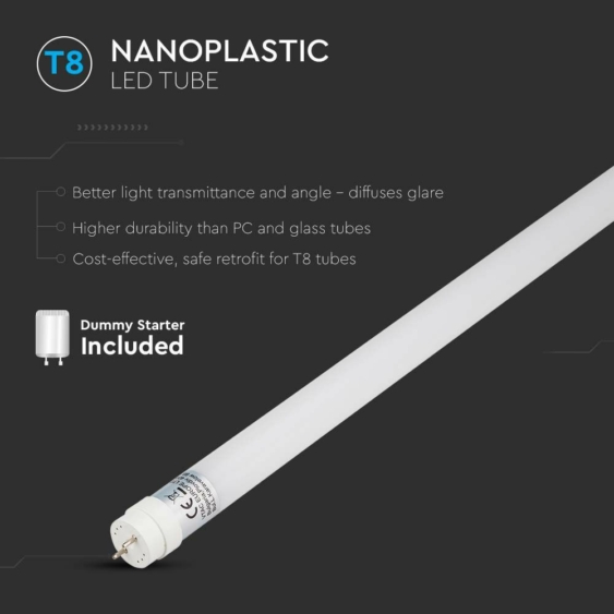 V-TAC LED fénycső 120cm T8 18W természetes fehér, 100 Lm/W - SKU 216273