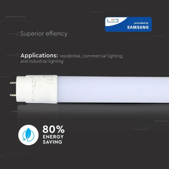 V-TAC LED fénycső 120cm T8 18W természetes fehér - SKU 654