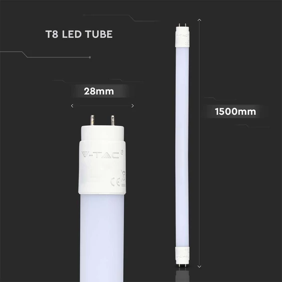 V-TAC LED fénycső 150cm T8 15W meleg fehér 140 Lm/W - SKU 216480
