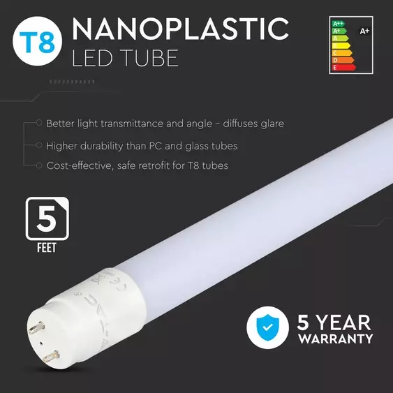 V-TAC LED fénycső 150cm T8 22W hideg fehér - SKU 658