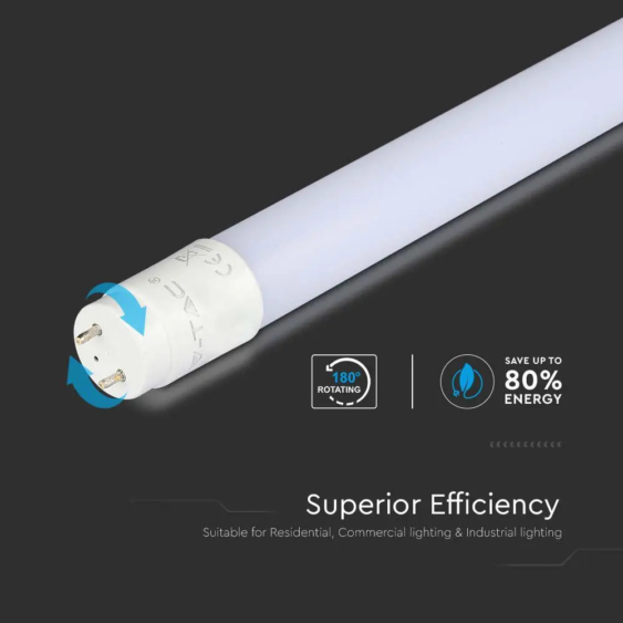 V-TAC LED fénycső 60cm T8 7.5W hideg fehér, 110Lm/W - SKU 21687