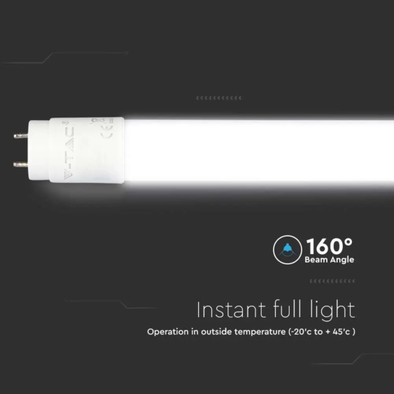 V-TAC LED fénycső 60cm T8 7.5W meleg fehér, 110Lm/W - SKU 21798