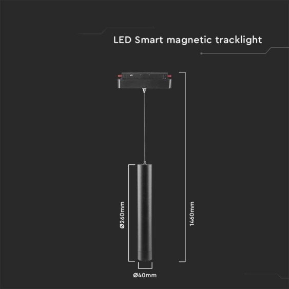 V-TAC LED függő spotlámpa 48V mágneses Smart sínhez 8W, állítható színhőmérséklettel - SKU 6889