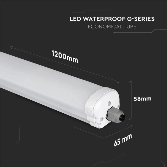 V-TAC LED lámpa 120cm 36W IP65, 120 Lm/W, természetes fehér - SKU 216285