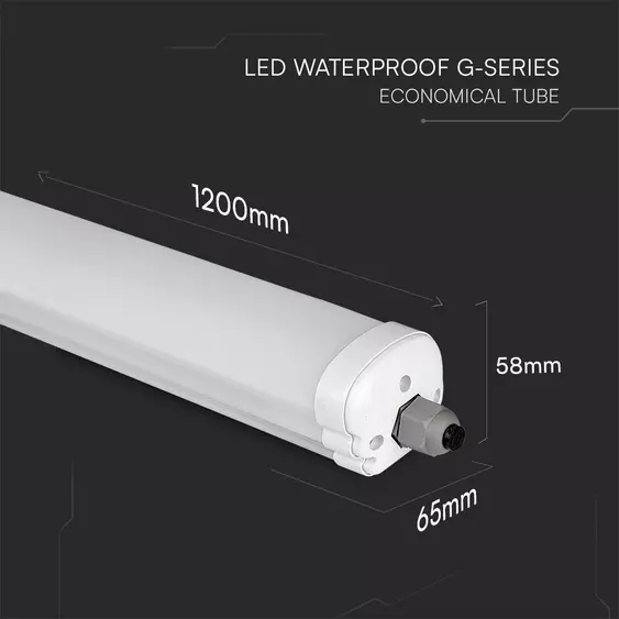 V-TAC LED lámpa 120cm 36W IP65 természetes fehér, 120 Lm/W, Samsung SMD-vel (G-széria) - SKU 2162851