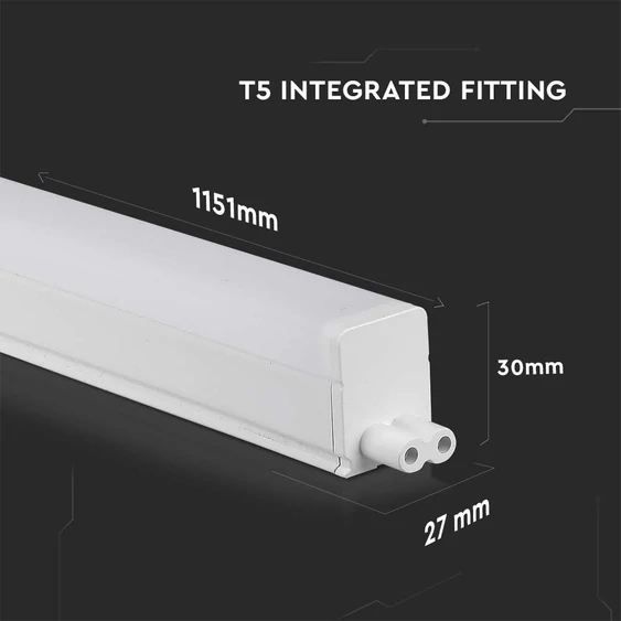 V-TAC LED lámpa 120cm T5 16W beépített kapcsolóval meleg fehér - SKU 21695