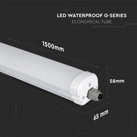 V-TAC LED lámpa 150cm 48W IP65, 120 Lm/W, hideg fehér - SKU 216286