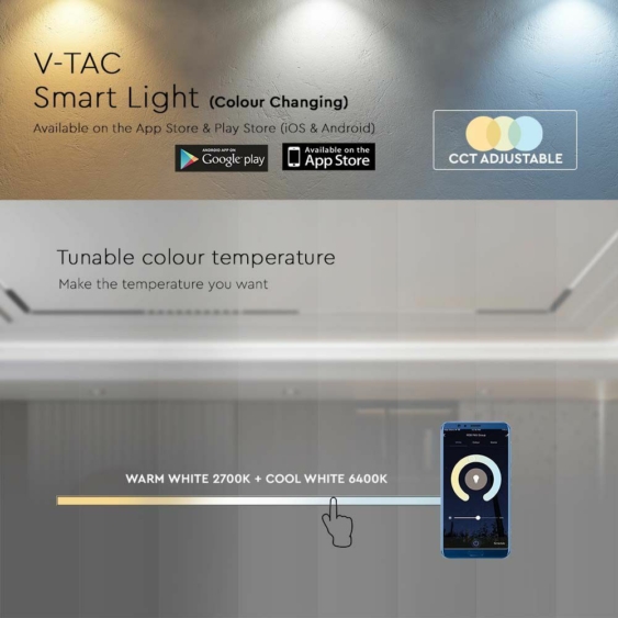 V-TAC LED lineáris lámpa 48V mágneses Smart sínhez 12W, állítható színhőmérséklettel - SKU 6882