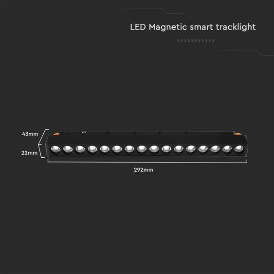 V-TAC LED lineáris spotlámpa 48V mágneses Smart sínhez 14W, állítható színhőmérséklettel - SKU 6884