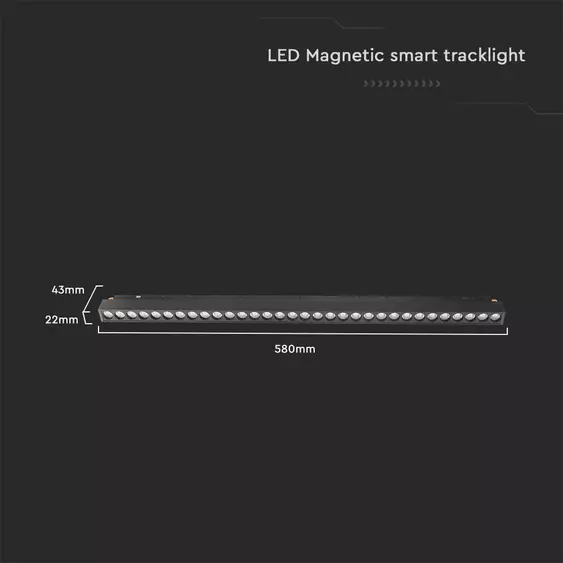 V-TAC LED lineáris spotlámpa 48V mágneses Smart sínhez 20W, állítható színhőmérséklettel - SKU 6885