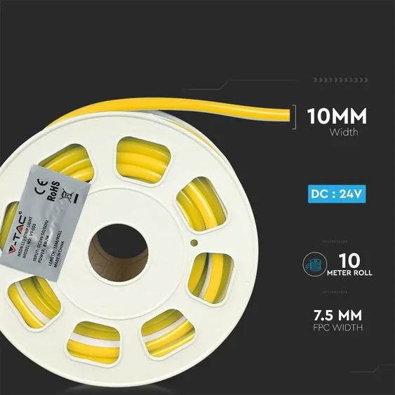 V-TAC LED neon szalag IP65 SMD 2835 chip sárga - SKU 2518