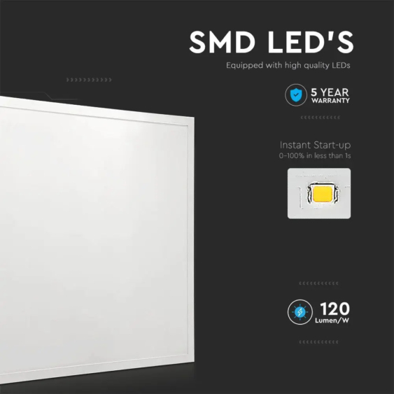 V-TAC LED panel természetes fehér 36W 60 x 60cm, 120 Lm/W - SKU 216706