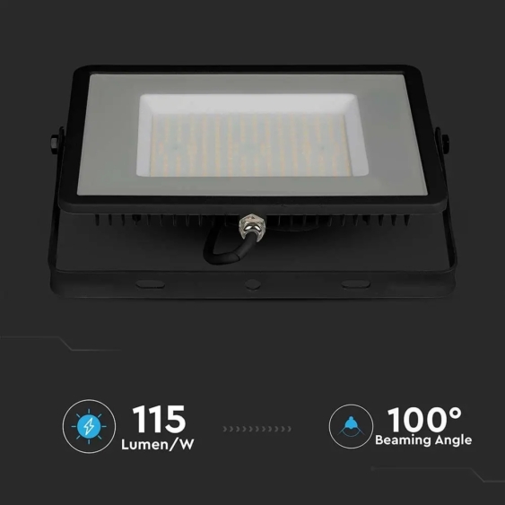V-TAC LED reflektor 100W hideg fehér 115 Lm/W, fekete házzal - SKU 21767