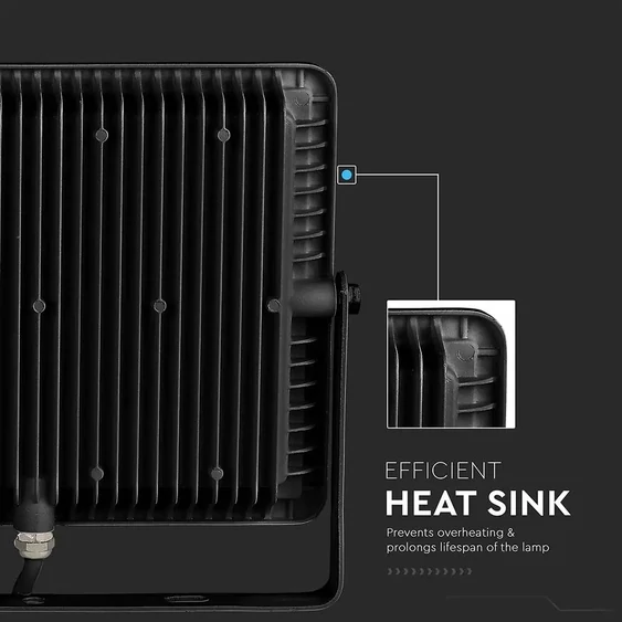 V-TAC LED reflektor 100W hideg fehér 115 Lm/W, fekete házzal - SKU 21767